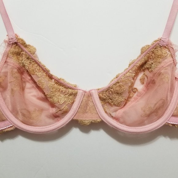 Glamour bra 34B floral lace mesh ornate bow butterfly dragonfly romantic lolita - Picture 12 of 14